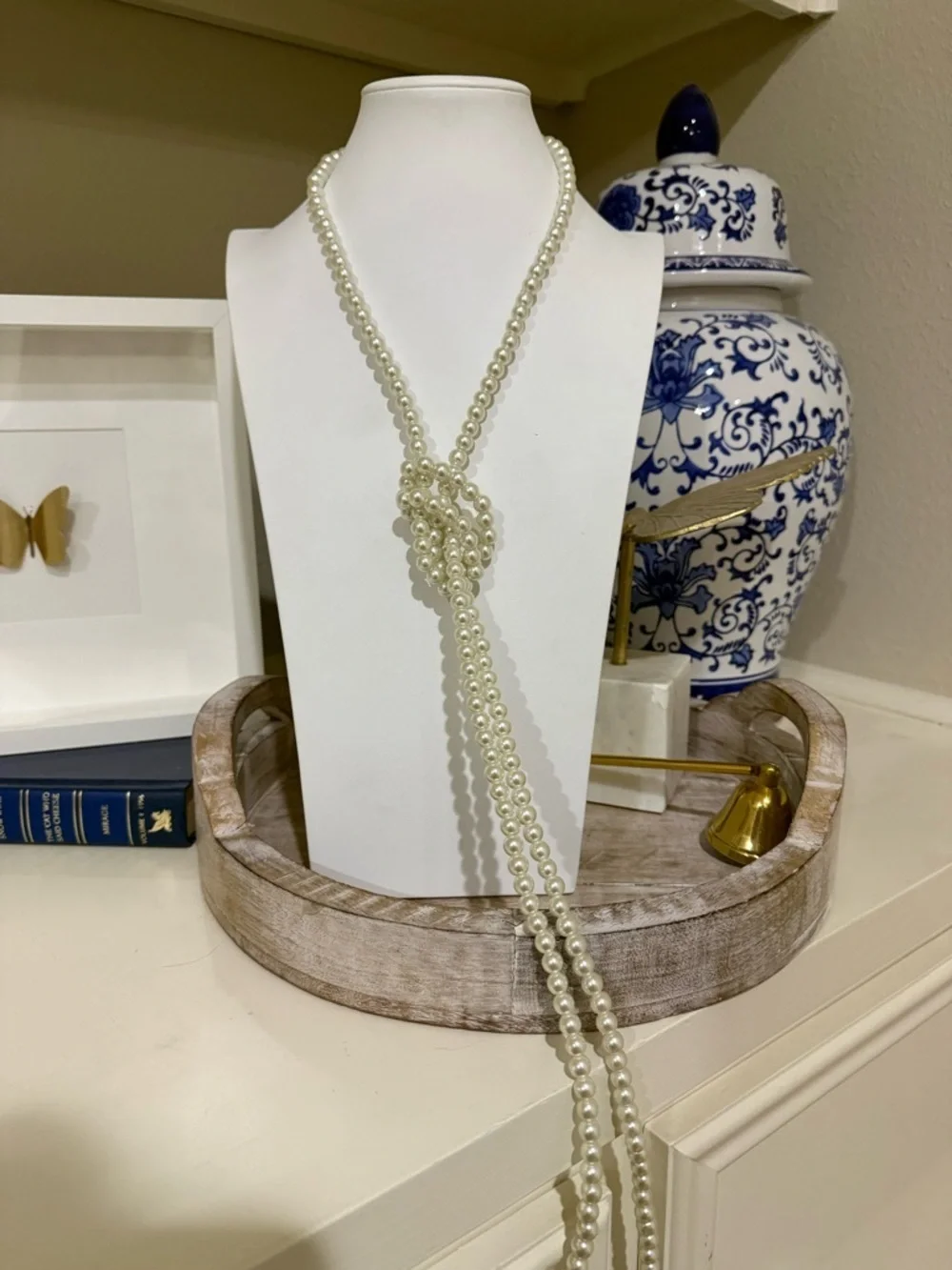 Extra Long Single Strand Faux Pearl Necklace - 60+ Inches